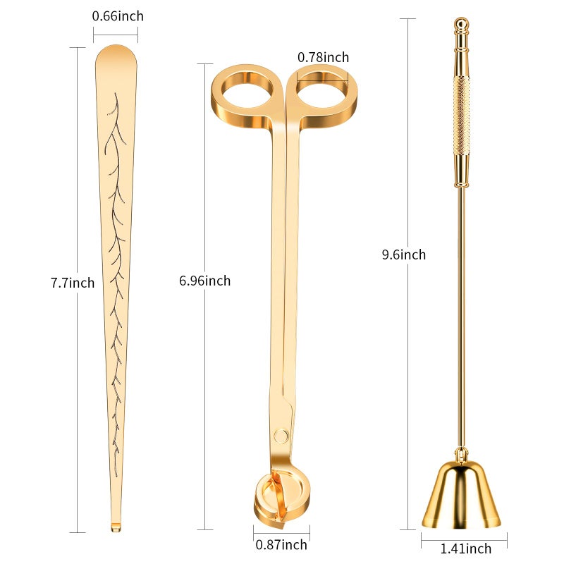 calary Candle Wick Trimmer  Candle Snuffer and Wick Dipper & Candle Accessory Set  3 in 1 Candle Care Kit for Candle Lover (Gold) - Image 2